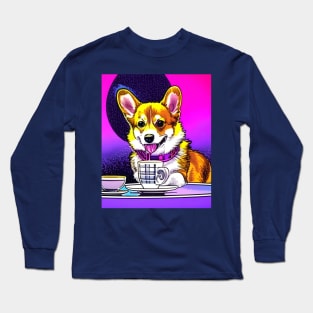 Corgi And Coffee Long Sleeve T-Shirt